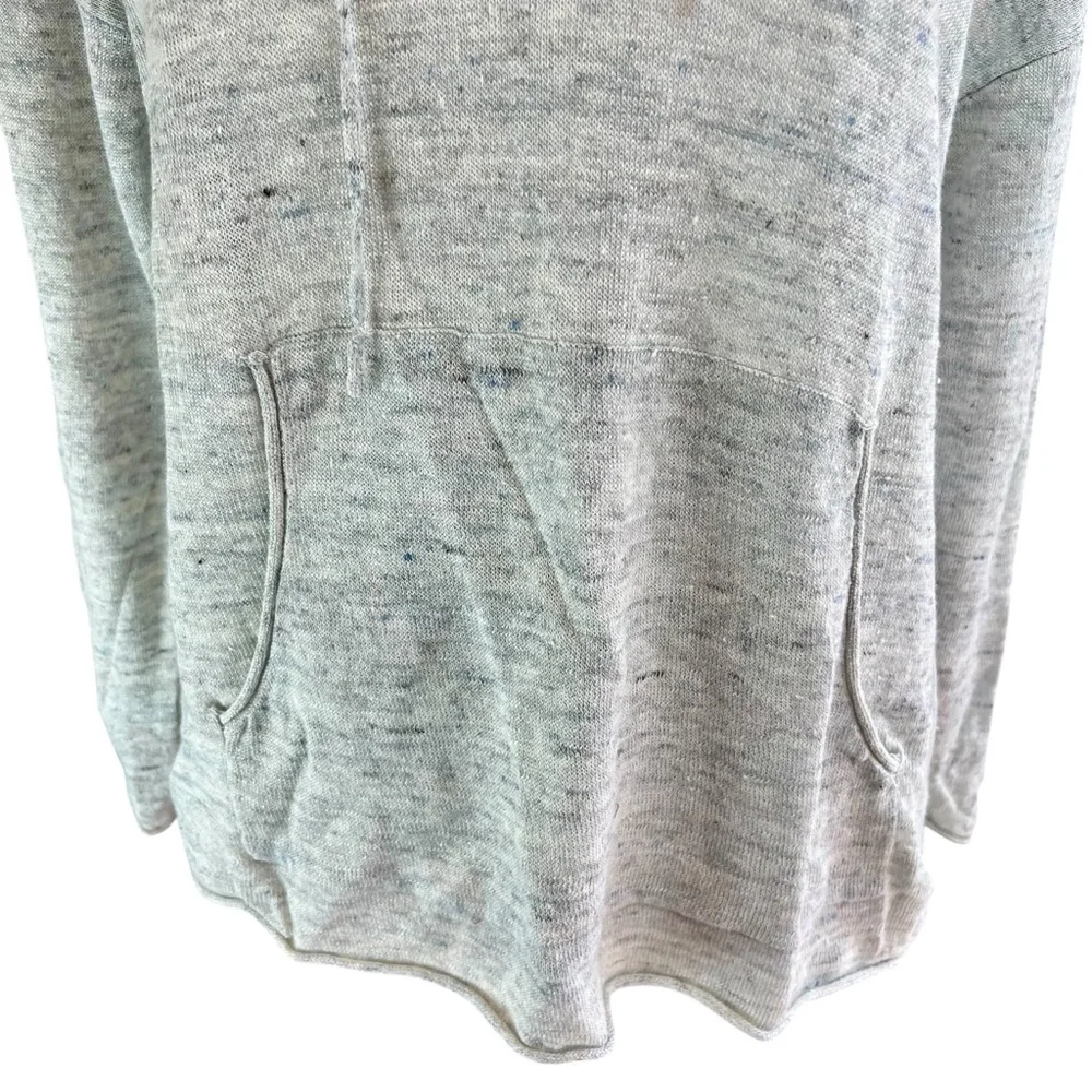 HAVEN WELL WITHIN Gray Linen Hoodie Hooded Sweater Sz M Beach Casual Sheer Light